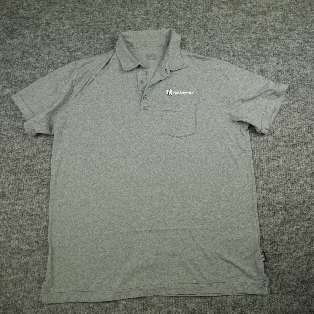 Patagonia Polo Shirt Mens Extra Large Gray Squeaky Clean‎ Organic Cotton Casual